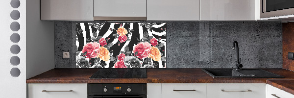 Kitchen splashback panel Roses in the background zebra