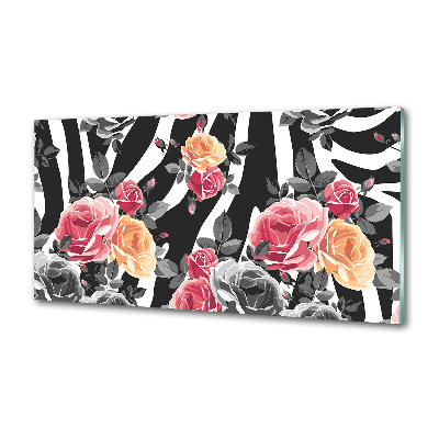 Kitchen splashback panel Roses in the background zebra