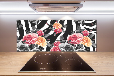 Kitchen splashback panel Roses in the background zebra