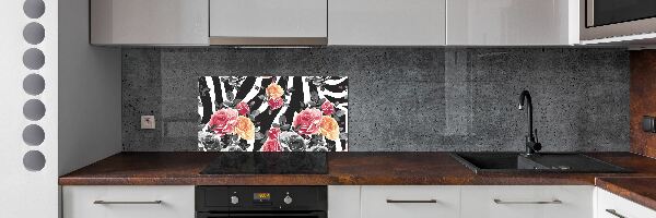 Kitchen splashback panel Roses in the background zebra