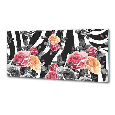 Kitchen splashback panel Roses in the background zebra