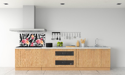 Kitchen splashback panel Roses in the background zebra