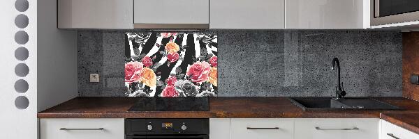 Kitchen splashback panel Roses in the background zebra