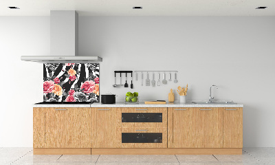 Kitchen splashback panel Roses in the background zebra