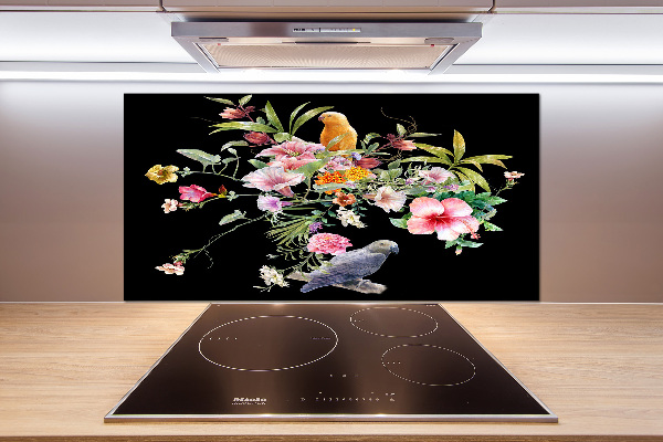 Cooker splashback Flowers and birds