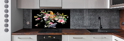 Cooker splashback Flowers and birds