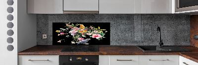 Cooker splashback Flowers and birds