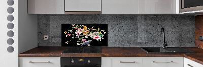 Cooker splashback Flowers and birds