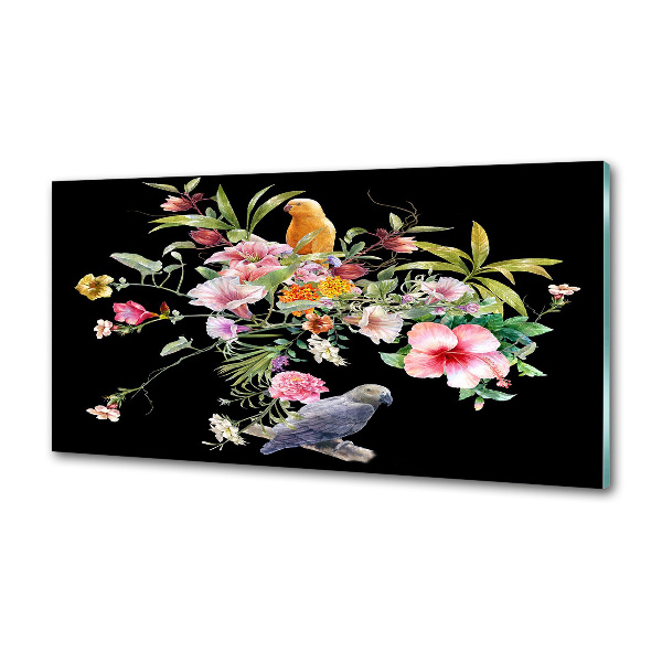 Cooker splashback Flowers and birds