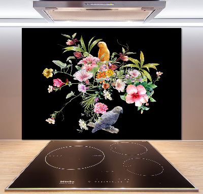 Cooker splashback Flowers and birds