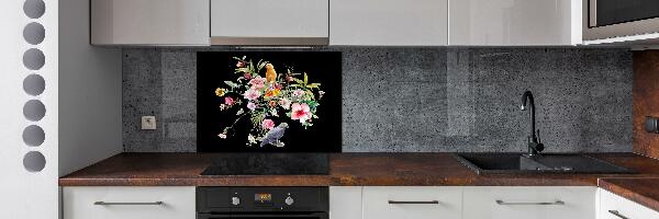 Cooker splashback Flowers and birds