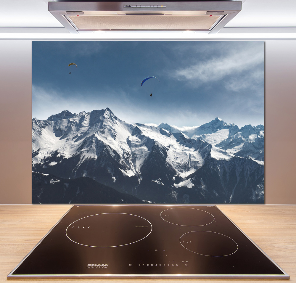 Cooker splashback Paraglide of the Alps