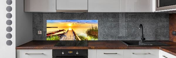 Kitchen splashback Boat and pier