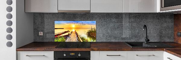 Kitchen splashback Boat and pier