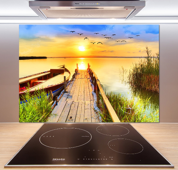 Kitchen splashback Boat and pier