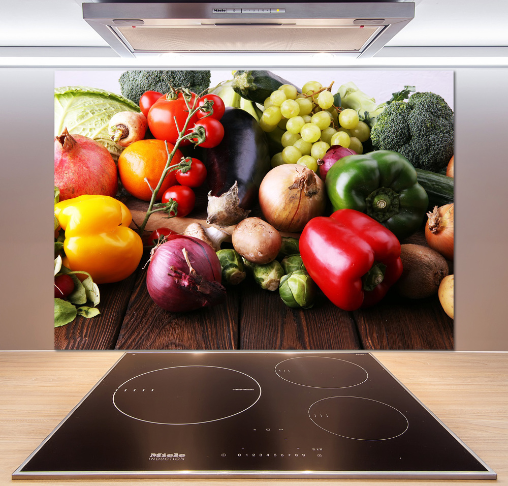 Glass splashback Vegetables and fruits