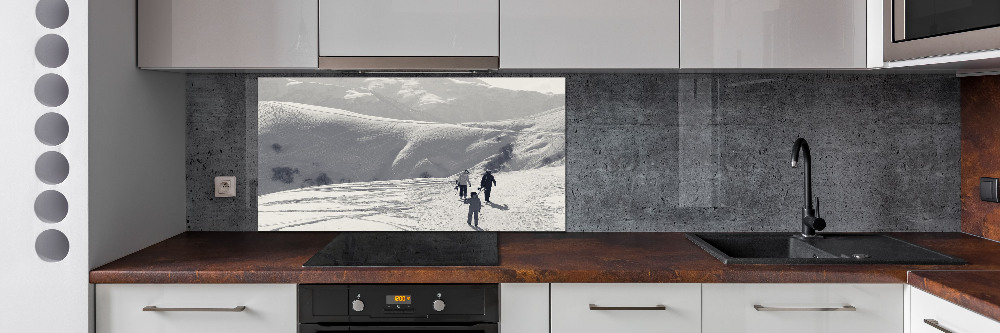 Glass splashback Skiers