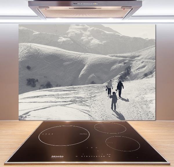 Glass splashback Skiers