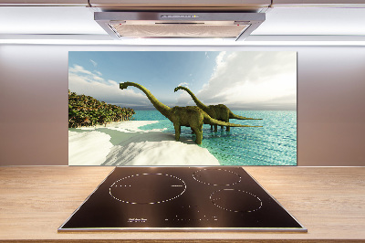 Cooker splashback Dinosaurs on the beach