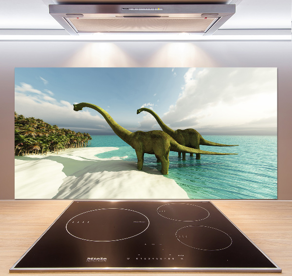 Cooker splashback Dinosaurs on the beach