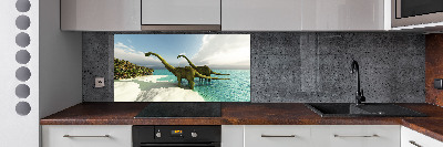 Cooker splashback Dinosaurs on the beach