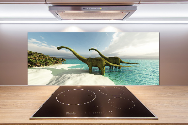 Cooker splashback Dinosaurs on the beach