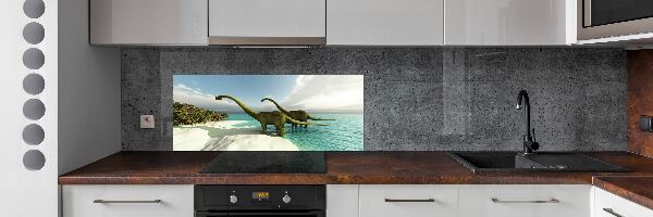 Cooker splashback Dinosaurs on the beach