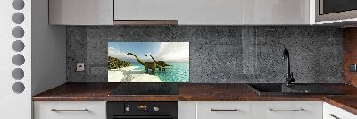 Cooker splashback Dinosaurs on the beach