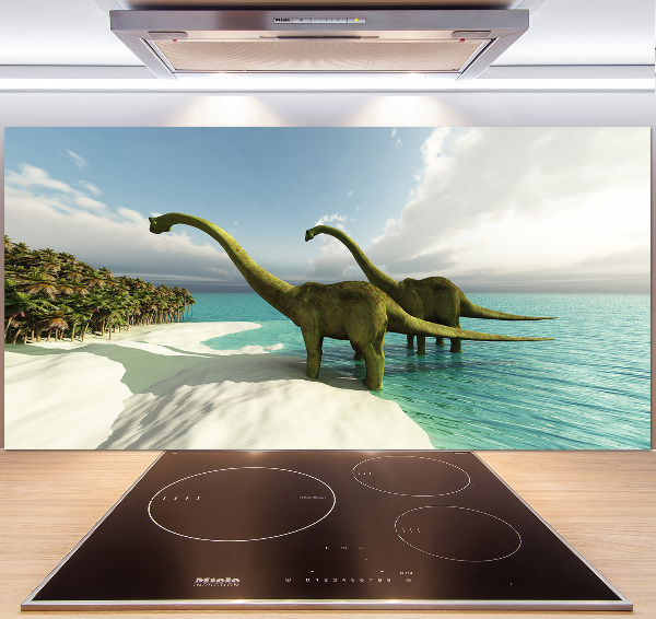 Cooker splashback Dinosaurs on the beach