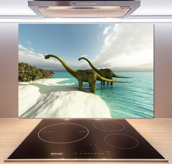 Cooker splashback Dinosaurs on the beach