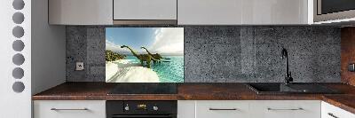 Cooker splashback Dinosaurs on the beach