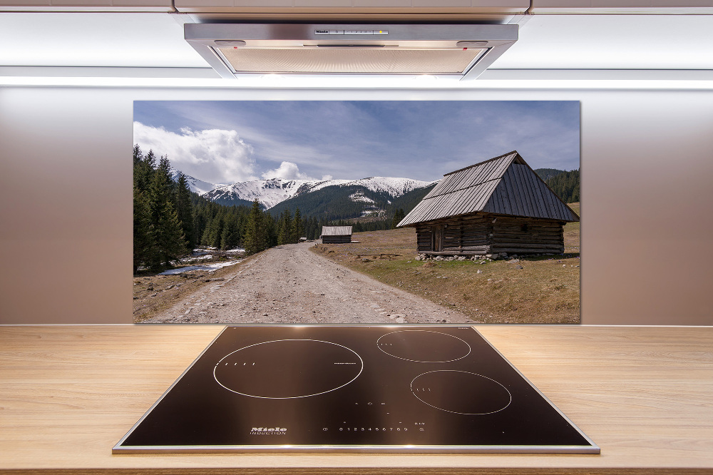 Glass splashback House in mountains