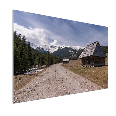 Glass splashback House in mountains