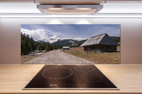 Glass splashback House in mountains