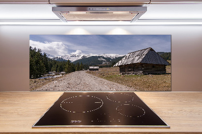 Glass splashback House in mountains