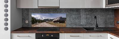 Glass splashback House in mountains