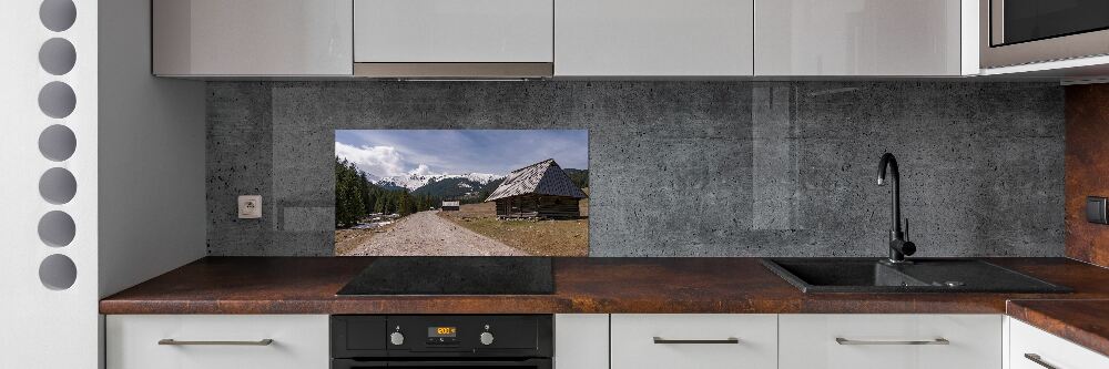 Glass splashback House in mountains