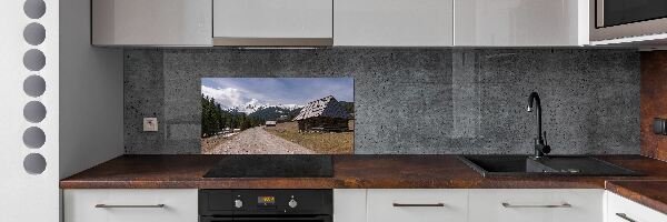 Glass splashback House in mountains