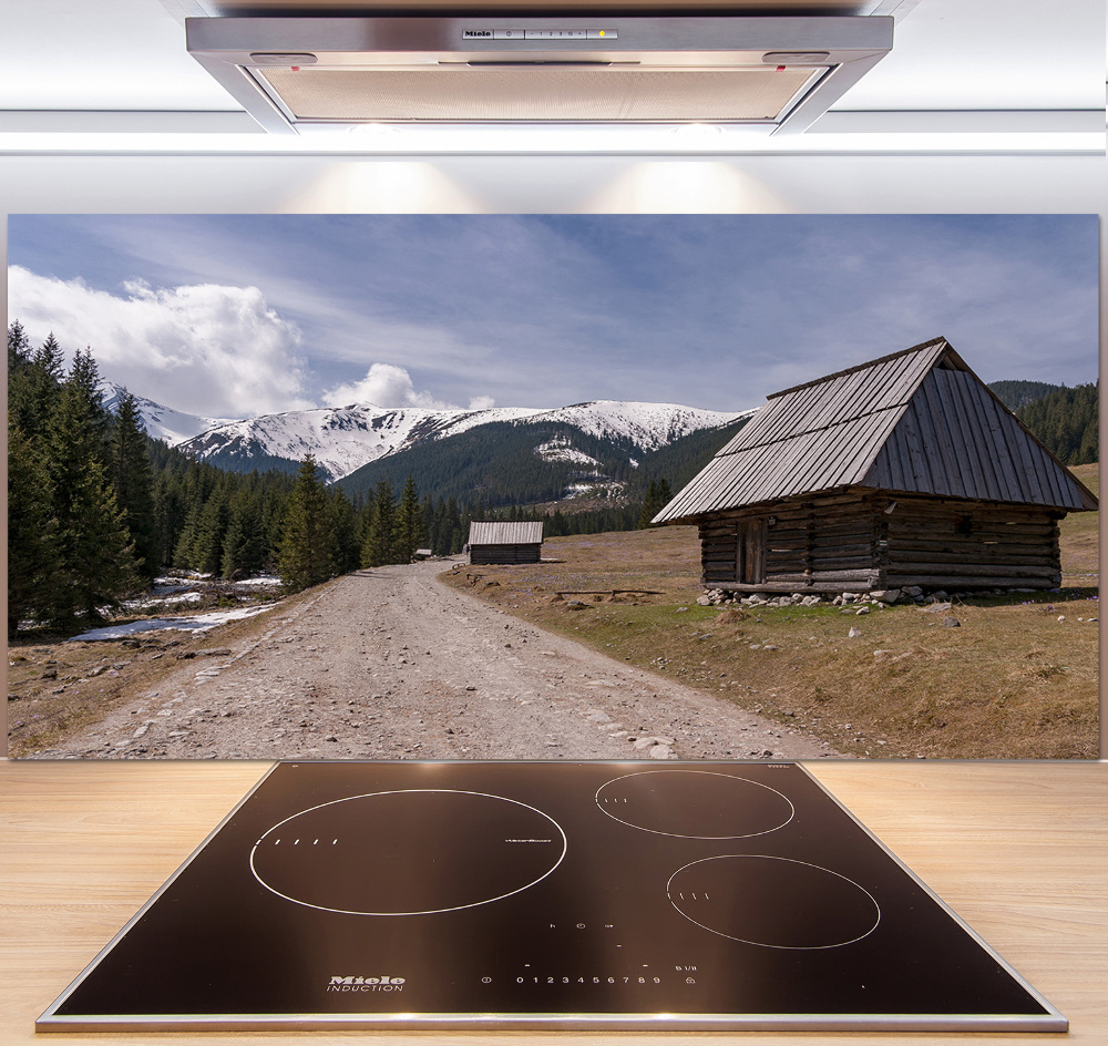 Glass splashback House in mountains