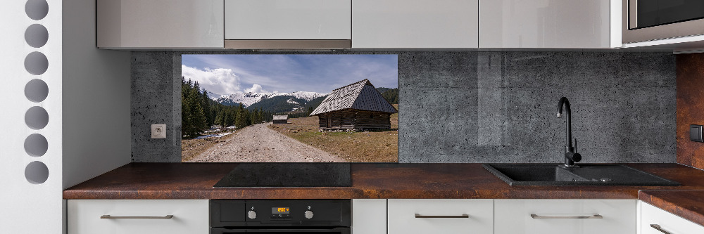 Glass splashback House in mountains