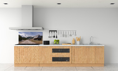 Glass splashback House in mountains