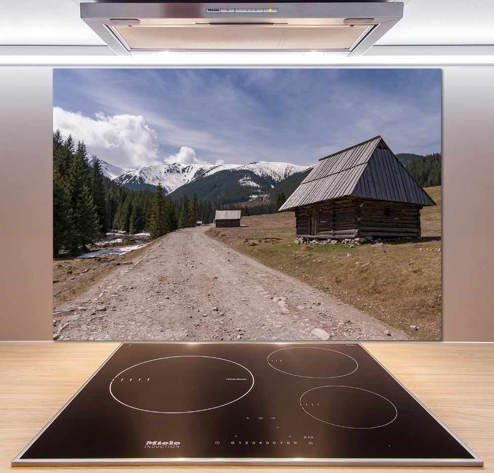 Glass splashback House in mountains