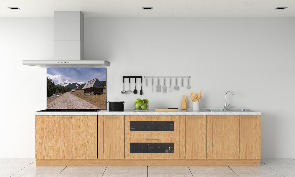 Glass splashback House in mountains