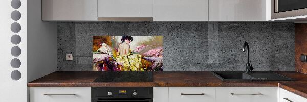 Cooker splashback Half -naked woman