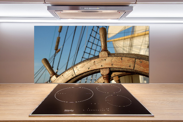 Kitchen splashback panel Rudder on the yacht