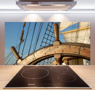 Kitchen splashback panel Rudder on the yacht