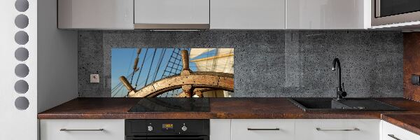 Kitchen splashback panel Rudder on the yacht