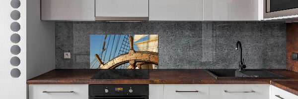 Kitchen splashback panel Rudder on the yacht