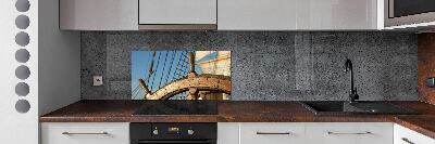 Kitchen splashback panel Rudder on the yacht