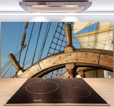 Kitchen splashback panel Rudder on the yacht